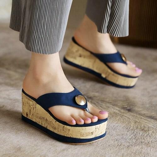 2021 Sexy 8cm High Heels Large Size 43 Platform Wedges Sandal Mules Slippers Shoes Women