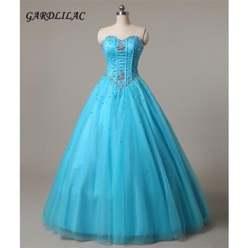 Vestidos de 15 anos Noble Blue Quinceanera Dresses 2017 Sweetheart Organza Quinceanera Gowns beading Custom Made