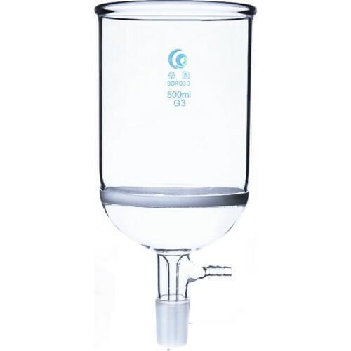 1PC 500ml Sand core filter funnel with small nozzles,Standard frosted mouth joint No.24 Laboratory glass filter ware