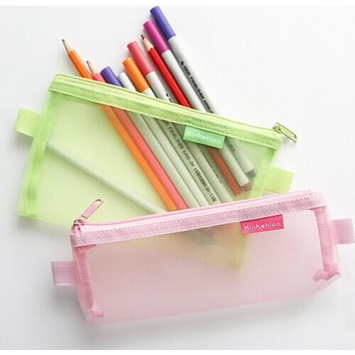1Pc Mesh Pencil Case Zipper Transparent Pencil Bag Storage Package for Student Gift School Supplies Stationery