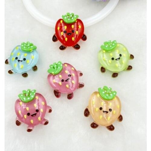 10Pcs Resin Lovely Mixed strawberry animals Flatback Cabochon Scrapbook Kawaii DIY Embellishments Accessories C83