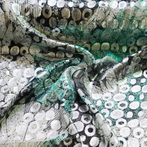 100cm*110cm Foil Silk Gauze Glitter Silver Brocade Silk Georgette Chiffon Dance Fabric