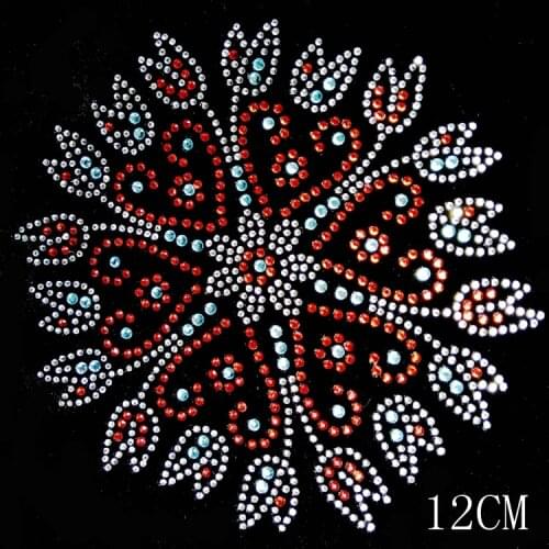2pc/lot Flower sticker hot fix flatback rhinestones motif iron on applique patches designs iron on transfer
