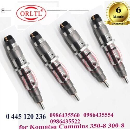 4pc /lot 0445 120 236 0986435560 0986435554 0986435522 0445120236 Diesel Fuel Injector For Komatsu 745-11-3102 84346812 5263308