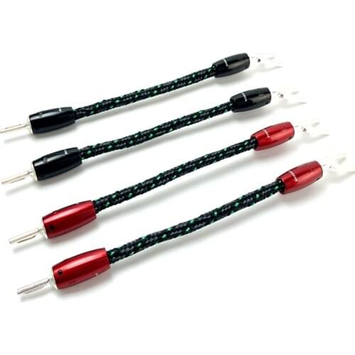 4Pcs Rocket 88 Audio Speaker Jump Cable 1000 Series Silver Banana or Spade Plug 25CM