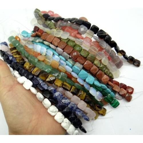 12*12mm Natural stone Turquoises tiger eye Opal Quartz crystal section beads for Diy Jewelry Making Necklace Accessories17pcs