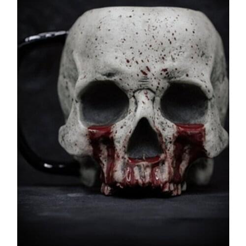 Skull Cup Halloween Horror Atmosphere Decoration Props Skull Cup Desktop Creative Decoration Ornaments Home Accessories Resin