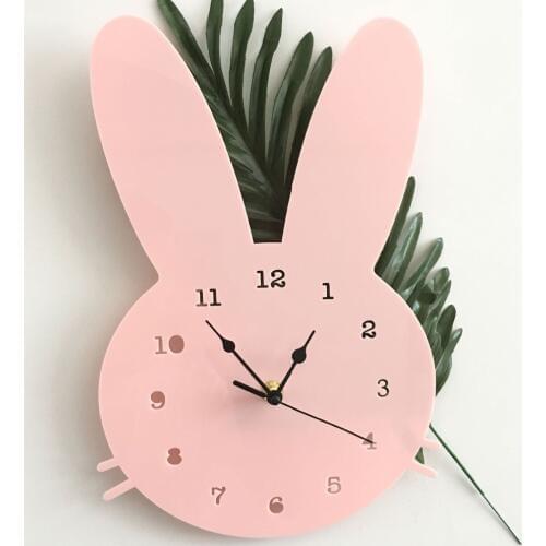 Nordic Kids Room Decor Rabbit Bunny Clock Wall Hanging Room Decoration Scandinaivan Style Kids Decor Nordic Nursery Decoration