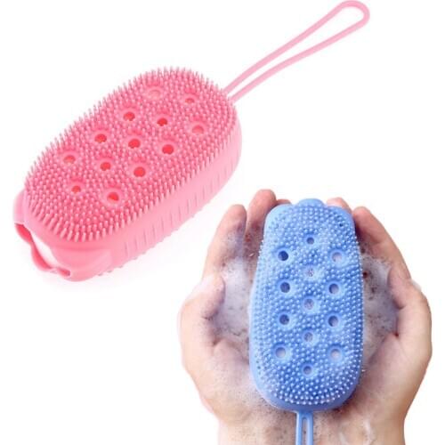 Double-Side Massage Shower Brush Silicone Soft Deep Cleaning Bubble Scrubbing Massage Skin Clean Shower Brush For Bathroom