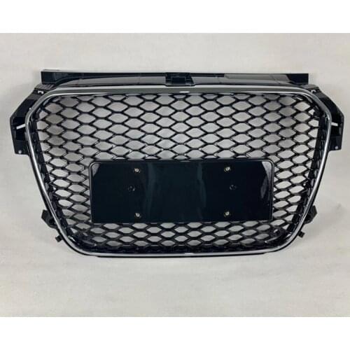 Chrome Frame Black Grill Car Front Bumper Grille Grill for Audi RS1 for A1/S1 Grill 2010 2011 2012 2013 2014 without Emblem