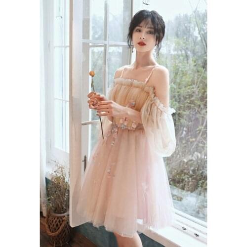 Classic Homecoming Dresses Off The Shoulder Illusion Pink Party Vestidos Cortos Graduation 3D Flowers Appliqued Cocktail Gowns