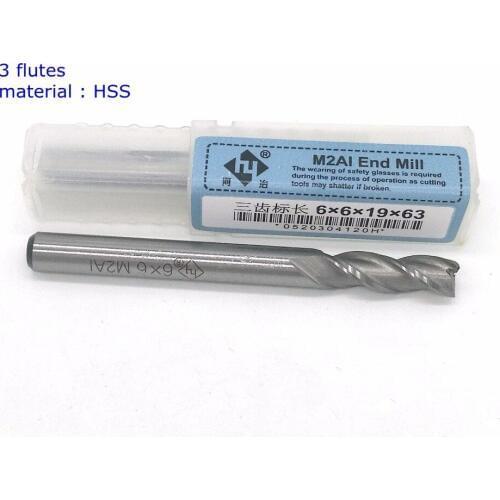 Router bit 10 pcs 6*6*19*63 of 3 Flute HSS End Mill Diameter 6mm flat end milling cutter cnc tool