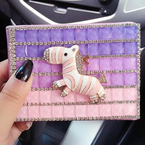 Ladies driving license Pony rhinestone personalized driving license driving license Korean driving license leather case clip cu