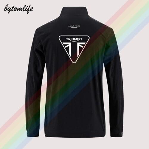 Sleeve Triumph Motorcycle Logo Outdoor jacket mens zipper comfortable Soft jacket mens casual Back printing Asian size
