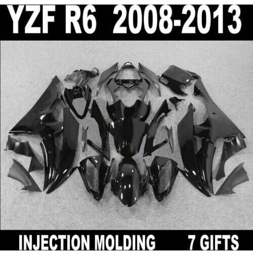 Hot sale Injection mold for YAMAHA R6 2008 2009 - 2013 glossy flat black fairings 08 09 10 11 12 13 YZF R6 fairing set FVG74