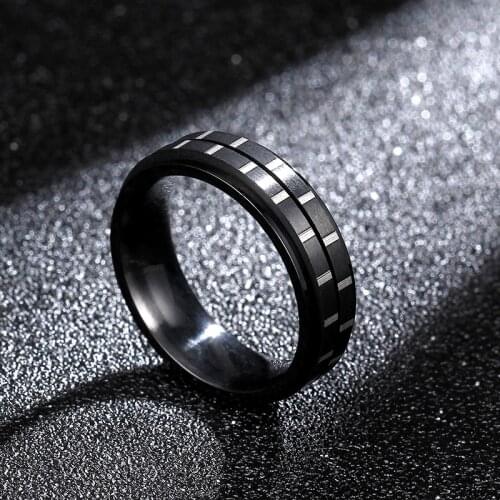 MANGOSKY 6mm Rotated Ring Vintage Light Polish Rings For Men Women 316L Stainless Steel Charms