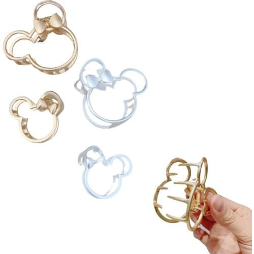 Disney Mickey Mouse Girls Metal Matte Hairpin Net Red Korean Cute Mickey Shaped Crab Hairpin Accessories Headdress Girls Gift