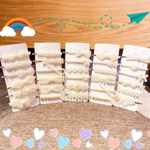 Fashion Handmade Pearls Hair Clips Pin For Women 2021 Geometric Flower Barrettes Headwear Girls Sweet Hairpins Hair Accessories