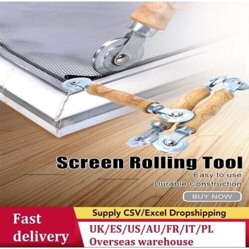 Installing Window and Door Screen Spline Roller Tool Wooden handle Double-head pressure roller for Screen window