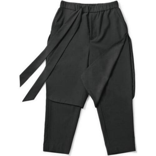 27-44 New 2017 Mens clothing Hair Stylist fashion Fake two pieces casual pants plus size singer costumes