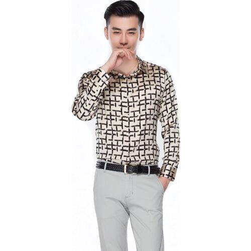 Plus - size Mens wear navy blue broken beautiful silk leisure flowers men shirts mens cultivate ones morality personality