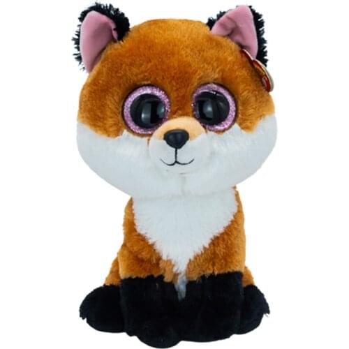 New 15CM Ty Big Eye Beanie Plush Animal Doll Stuffed Plush Toys Brown White Dog Soft Animal Plush Collectible Toy Children Gift