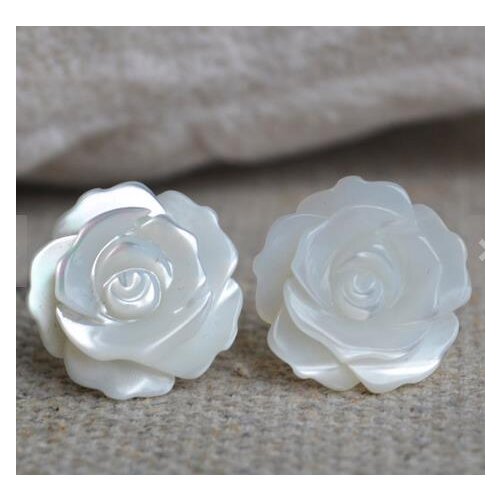 New Arrival Favorite Pearl Shell Jewelry White Color Shell Flower Rose Earrings S925 Sterling Silver Stud Earring Lady Gift