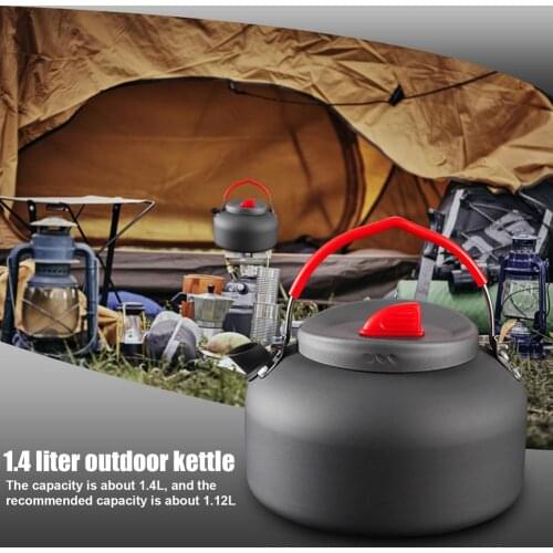 1400ML Camping Teapot Aluminum Outdoor Tea Kettle Protable Water Pot Ultra-light Picnic Heating Water Kettle Camping Tableware