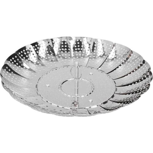 Stainless Steel Steamer Basket Lotus Steaming Tray Fruit Tray 28cm Diameter Retractable Foldable Steaming Rack for Home
