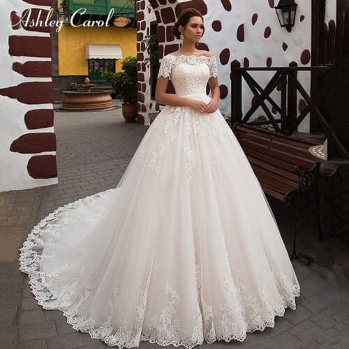 Ashley Carol Princess A-Line Wedding Dress 2021 Romantic Appliques Short With Jacket 2 In 1 Lace Up Bridal Gown Vestido De Noiva