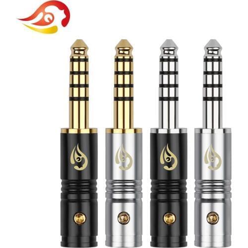 QYFANG 4-Layer Rhodium Plated Copper 4.4mm 5 Poles Stereo Earphone Plug Audio Jack Headset Solder Wire Connector Metal Adapter