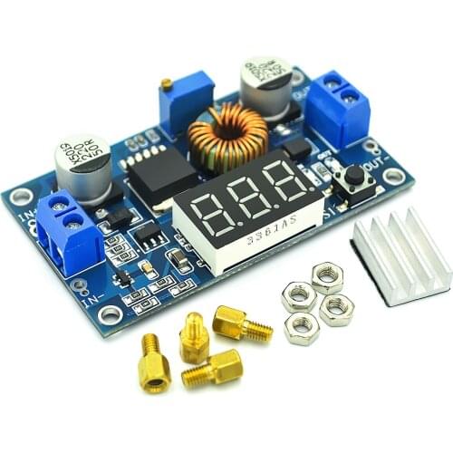 5A High power 75W DC-DC adjustable step-down regulated power supply module with voltmeter display