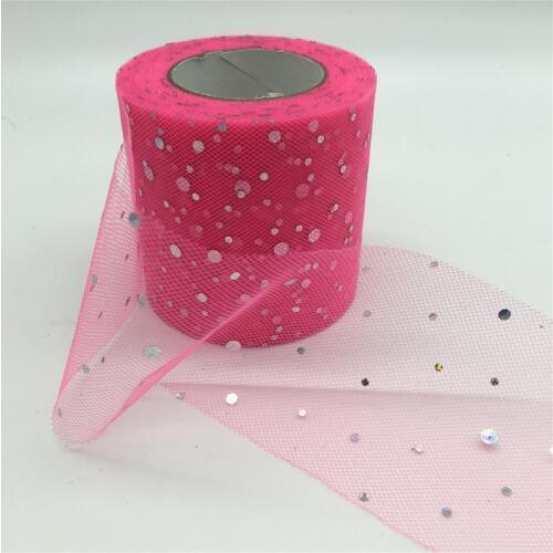 23m/lot 6.5cm Tulle Roll Glitter Sequins Mesh Organza Ribbon Gift Box Wrapping Supplies Wedding Party Table Runner Decoration