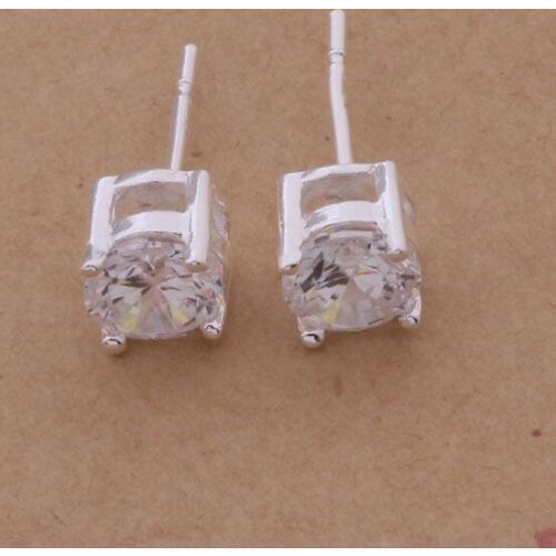 AE183 Hot sterling earrings , fashion jewelry , square inlaid stone /cbiakspa alqajcxa silver color
