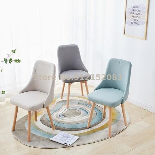 Nordic minimalist desk backrest dormitory computer dining chair solid wood light luxury rotatable bedroom makeup nail stool