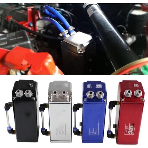 Universal Aluminum Square Shape Oil Catch Can Tank Reservoir Racing Engine Fuel Tanks Black Red Blue With 2 Fittings Oil Catcher