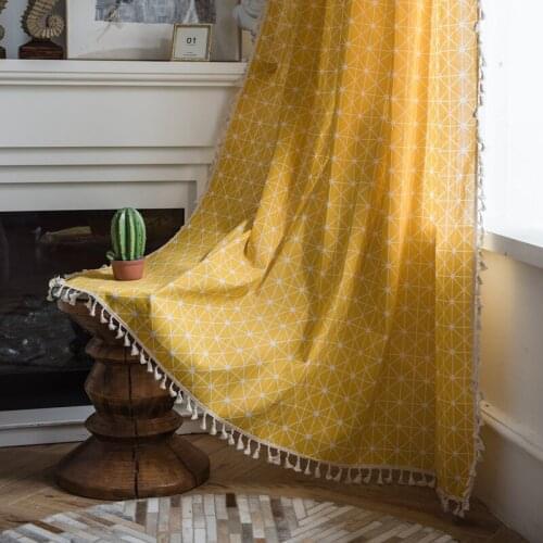 High Quality Simple Geometric Line Tassel House For Living Room Window Solid Color Long Tulle Bedroom Curtain Voile Party Drapes