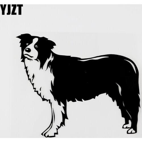 YJZT 13CMX11.1CM Lovely Border Collie Dog Pet Vinyl Car Sticker Black/Silver 8A-0543