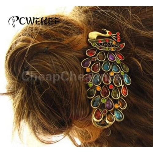 Hair Ornaments Barrette Donut Hair Style Crystal Peacock Hair Clips for Women Girls Big Hairpins Hair Accessories