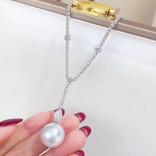 D1227 Solid 925 Sterling Silver Round 11-12mm Nature Fresh Water Edison Pearls Pendants Necklaces for Women Fine Gift Presents