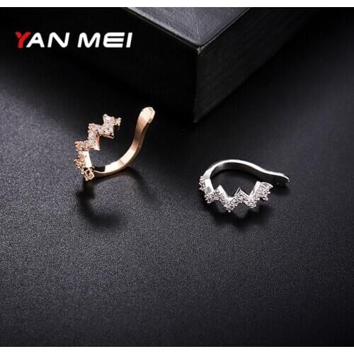 YAN MEI Simple Wave Ear Clip Fashion Ladies Ear Piercing Fake Cartilage Earrings Ear Earrings Women