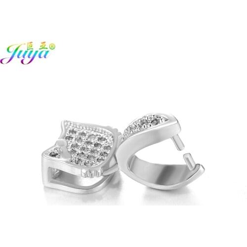 Juya DIY Clamp Pinch Clip Bail Hooks Accessories For Women Crystal Agate Pearls Earrings Necklace Making