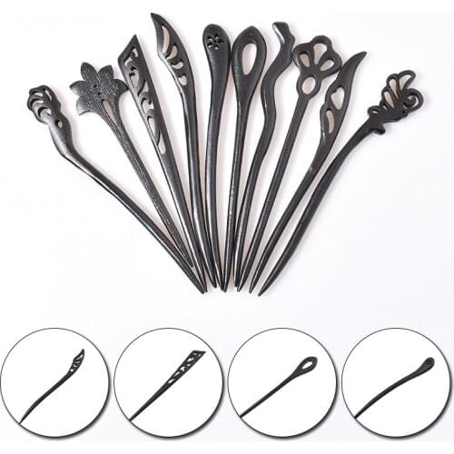 Hand-carved Black Ebony Wooden Hairpin Long Butterfly Dragon Angle Hair Sticks Women Wedding Accessories Bridal Headwear Jewelry