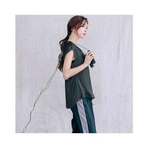 Womens Sports Top Round Neck Quick-drying T-shirt Loose Thin Solid Color Short-sleeved Fitness Outdoor Running Top