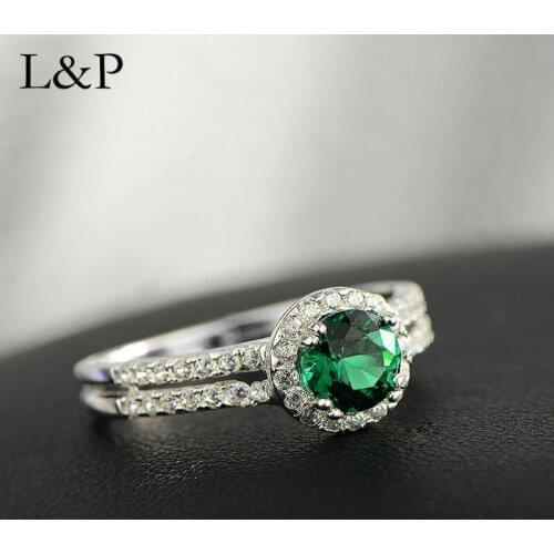 2019 Luxury Green Zricon 925 Sterling Silver Ring for Women Fashion Natural Gemstone Ring Silver Jewelry Accessories