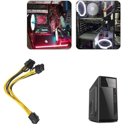 1Pcs PCI-Express PCIE 6 Pin To Dual 8 (6+2) Pin VGA Adapter Video 20cm Card Power Graphic Extension Cord Breakout Cable Sup N8C7