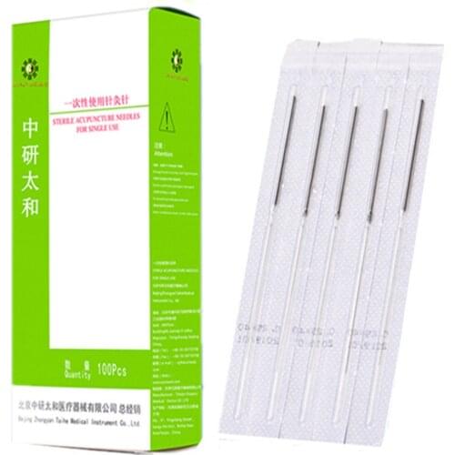 100Pcs Acupuncture Needles Sterile 0.25 x 40 mm Massage Cupping