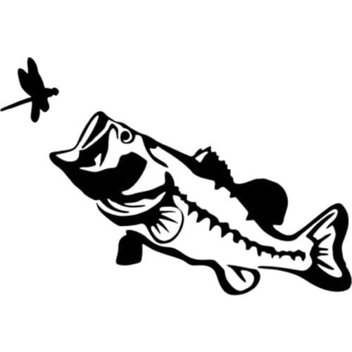 16*10.8CM Fish On! Dragonfly LARGE Bass Fish Car Sticker Body Decoration Creative Cartoon Decals C4-0814