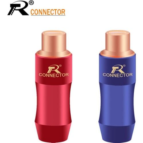 2Pcs/1Pair New arrival Gold Plated RCA Connector RCA female jack adapter Video/Audio Wire Connector Support 6mm Cable blue&red