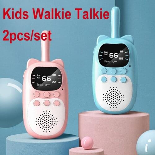 2pc/set Kids Walkie Talkie Rechargeable 1000mAh Handheld 0.5W 3km Radio Transceiver Interphone Children Toys birthday Gift